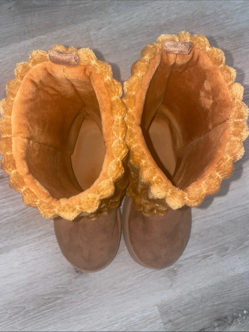 Cozy Faux Suede Ruffle Cuff Boots | Women’s Size 8